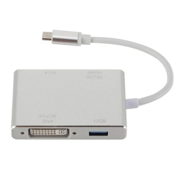 CONVERSOR CABO 4 IN 1 USB-C MACHO PARA USB3.0+HDMI+VGA+DVI  HEMBRAS