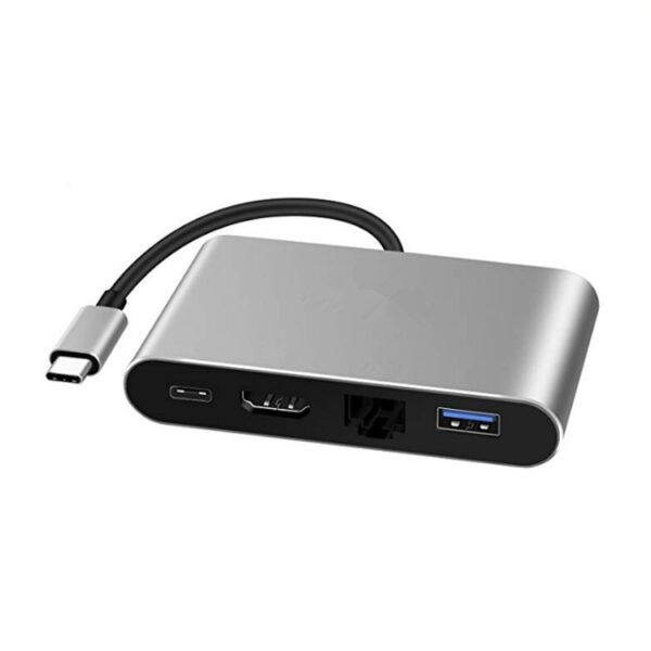 CONVERSOR CABO 4 IN 1 USB-C MACHO PARA USB3.0+HDMI+LAN+USB-C  HEMBRAs