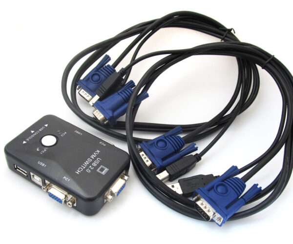 2 PORT USB VGA CABO KVM SWITCH COM REMOTE PORT SELECTOR, TECLADO /RATO/MONITOR/ Para conectar 2 ps na mesmo monitor