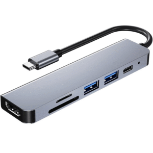 HUB USB-C 6 en 1 a HDMI + MEMORY CARD + 2 USB 3.0 + USB-C OTG