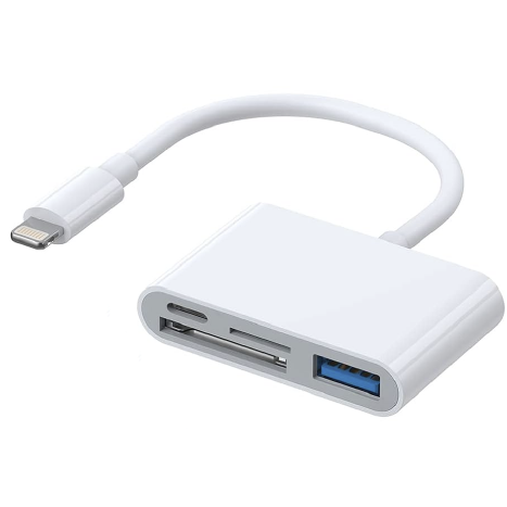 Adaptador LIGHTNING a MEMORY CARD + USB 3.0 + USB-C OTG