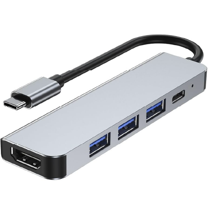 HUB USB-C 5 en 1 a HDMI + 3 USB 3.0 + USB-C OTG