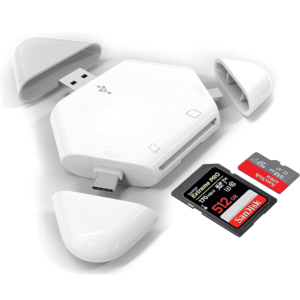 Lector de MEMORY CARD 3 en 1 USB 3.0 + USB-C + LIGHTNING Magnetico OTG