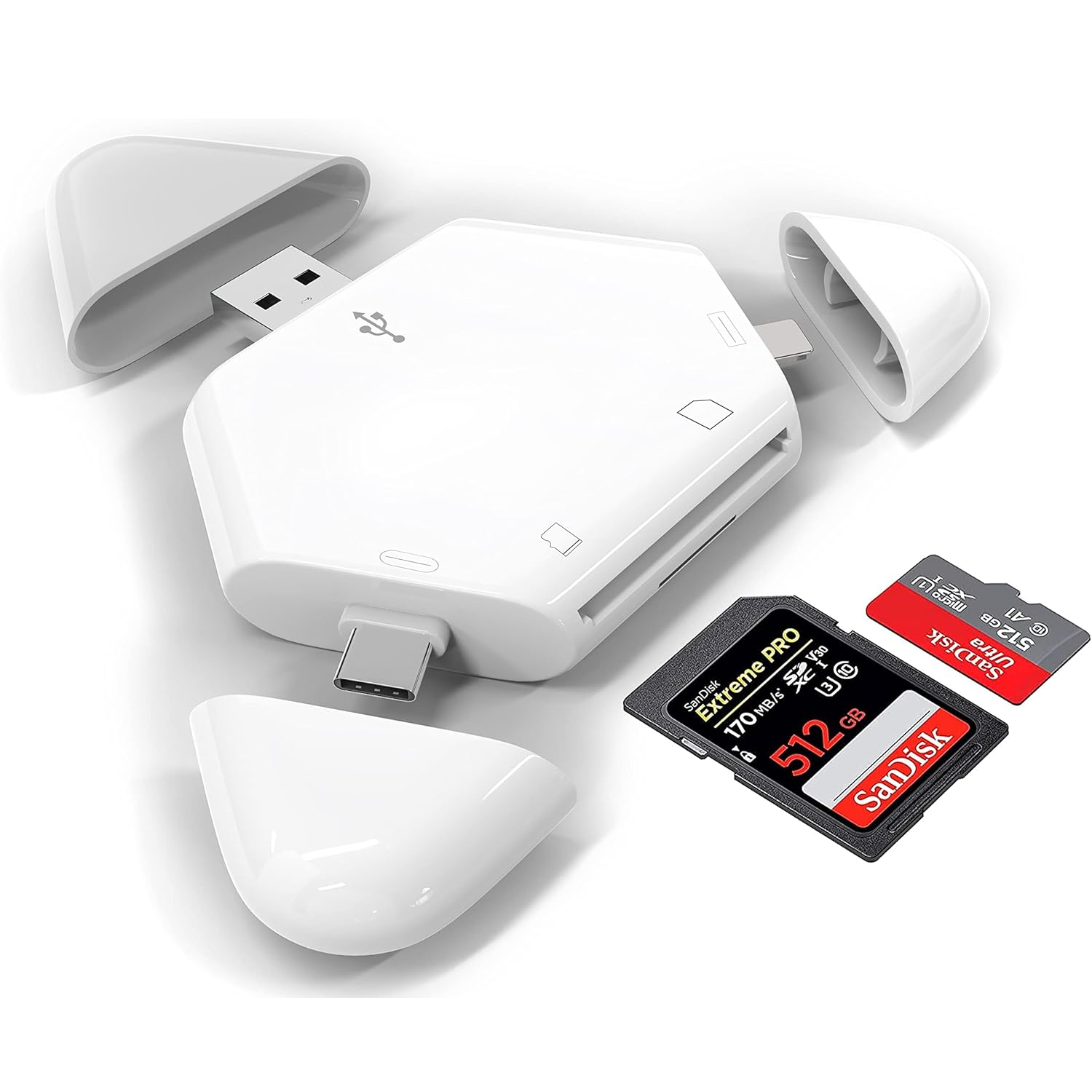 Lector de MEMORY CARD 3 en 1 USB 3.0 + USB-C + LIGHTNING Magnetico OTG