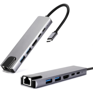 HUB USB-C 6 en 1 a HDMI + RJ45 10/100MBPS + 2 USB 3.0 + 2 USB-C OTG