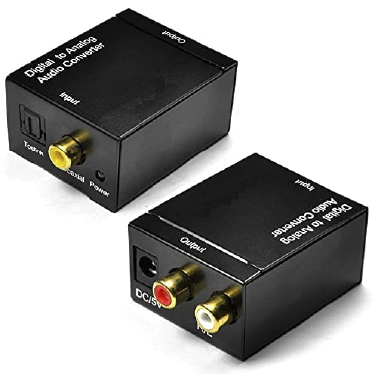 Conversor Audio Digital (Toslink, Optico, Coaxial) a Analogico (2RCA) con fuente