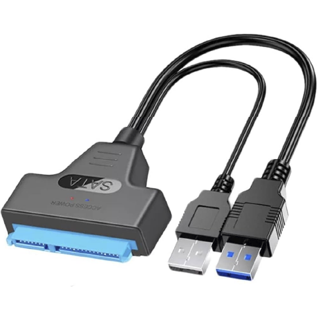 Cable Adaptador USB 3.0 (Datos) + USB 2.0 (Fuente) a SATA (HDD 2.5") con fuente